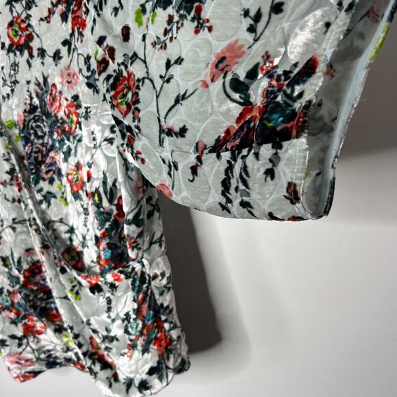 Maeve Anthropologie Shirt Womens Large Gray Floral Silk Velvet Burnout Wrap - Picture 4 of 11